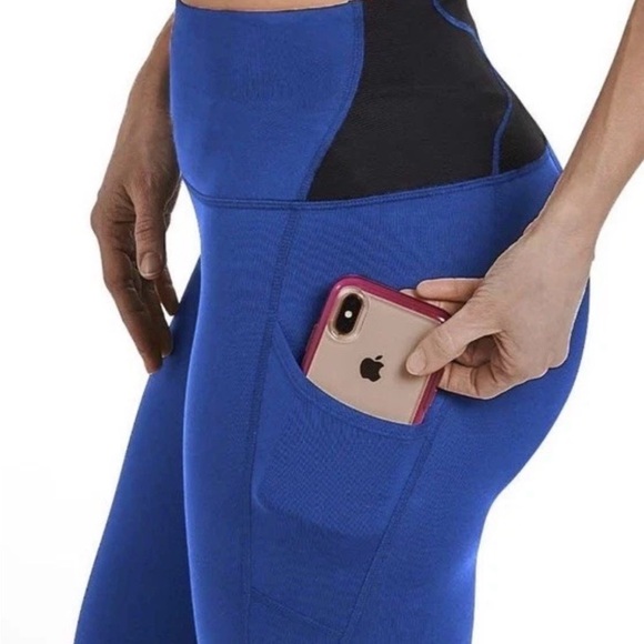 Blue Women's High-Waisted Leggings - Picture 7 of 7